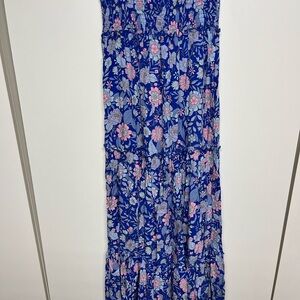 Floral Boho Blue Maxi Dress